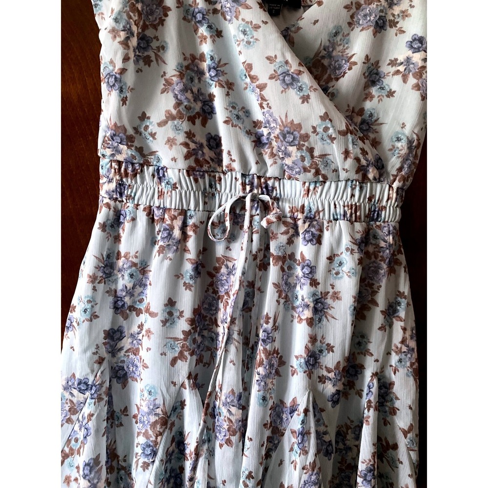 Trixxi Floral Print Romper - Surplice Neck, Drawstring Waist - Size S - Picture 2 of 13
